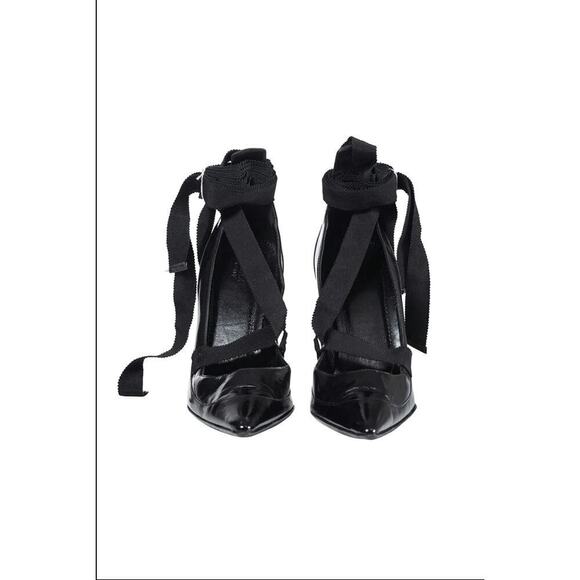 Gucci Black Patent Leather Heels with Ribbon Straps, Size 6.5 - Picture 4 of 4